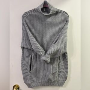 Free People Oversized Mock Neck Tunic Sweater Gray